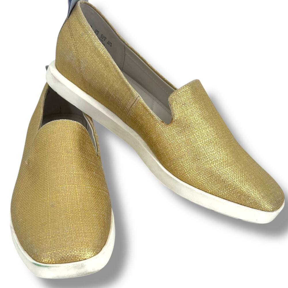 FRANCO SARTO Metallic Gold 'Boston' Slip On Loafers 9.5M Comfort Festival Travel